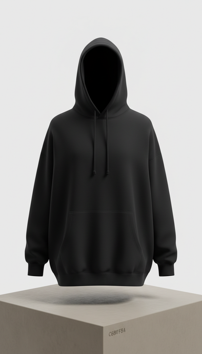 Oversized Hoodie in Obsidian Black
