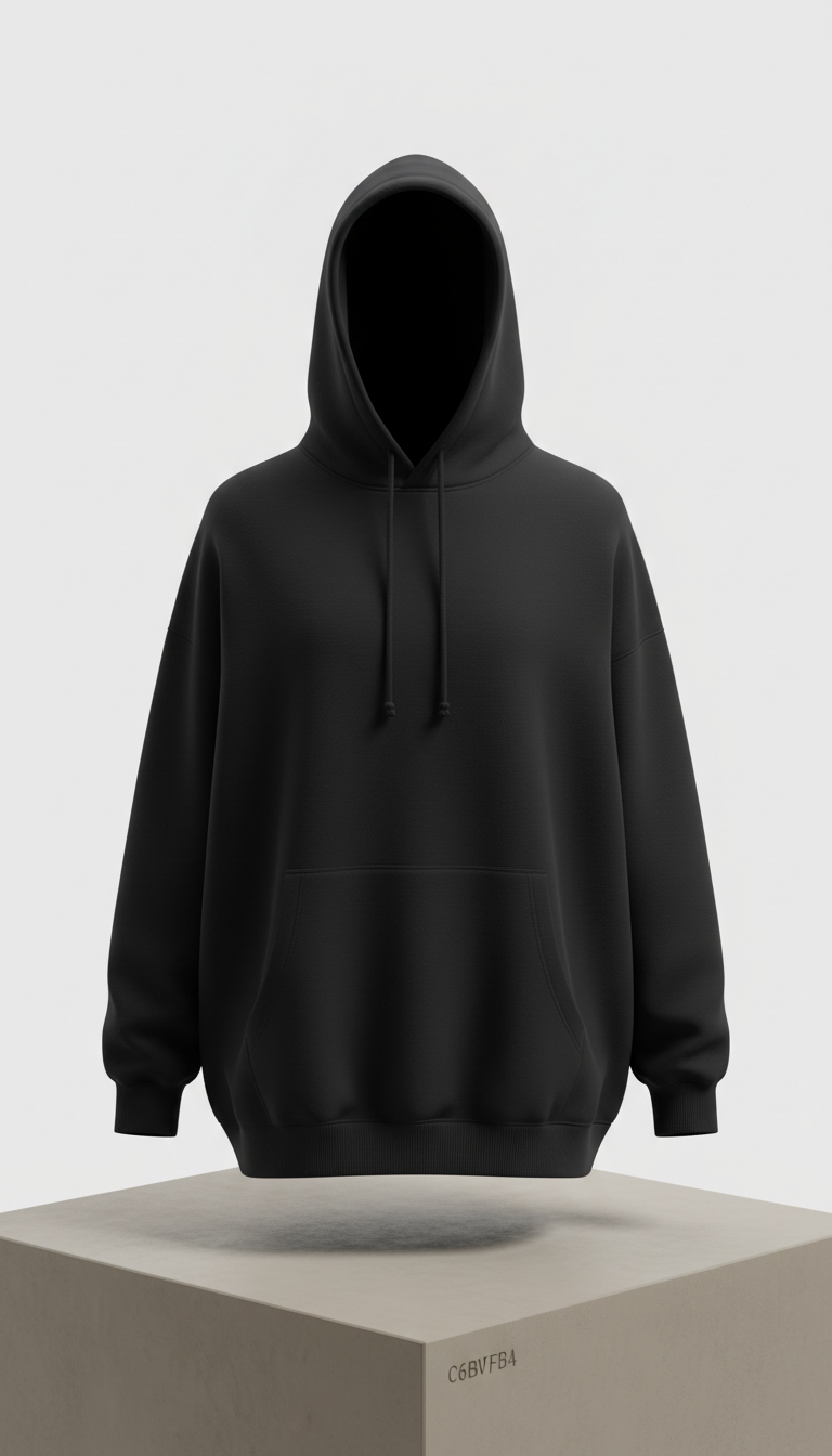 Oversized Hoodie in Obsidian Black