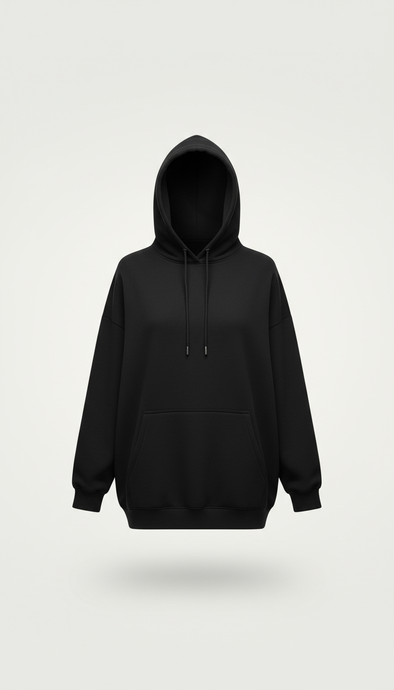 Oversized Hoodie in Obsidian Black