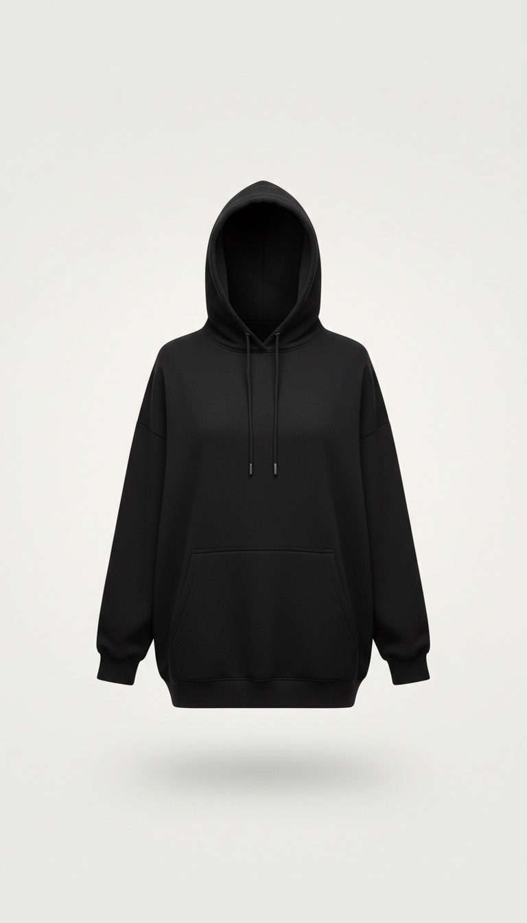 Oversized Hoodie in Obsidian Black