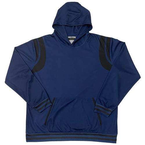 Cazcarro micro-mesh pullover hoodie, space blue and black, front view