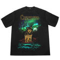 Cazcarro Wolf Northern Lights graphic tee, black, front view
